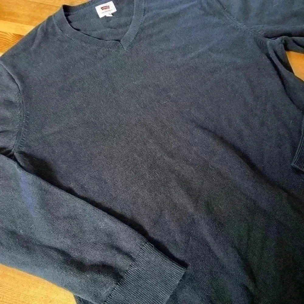 Levi’s V-Neck Sweater Cotton Mens L Black